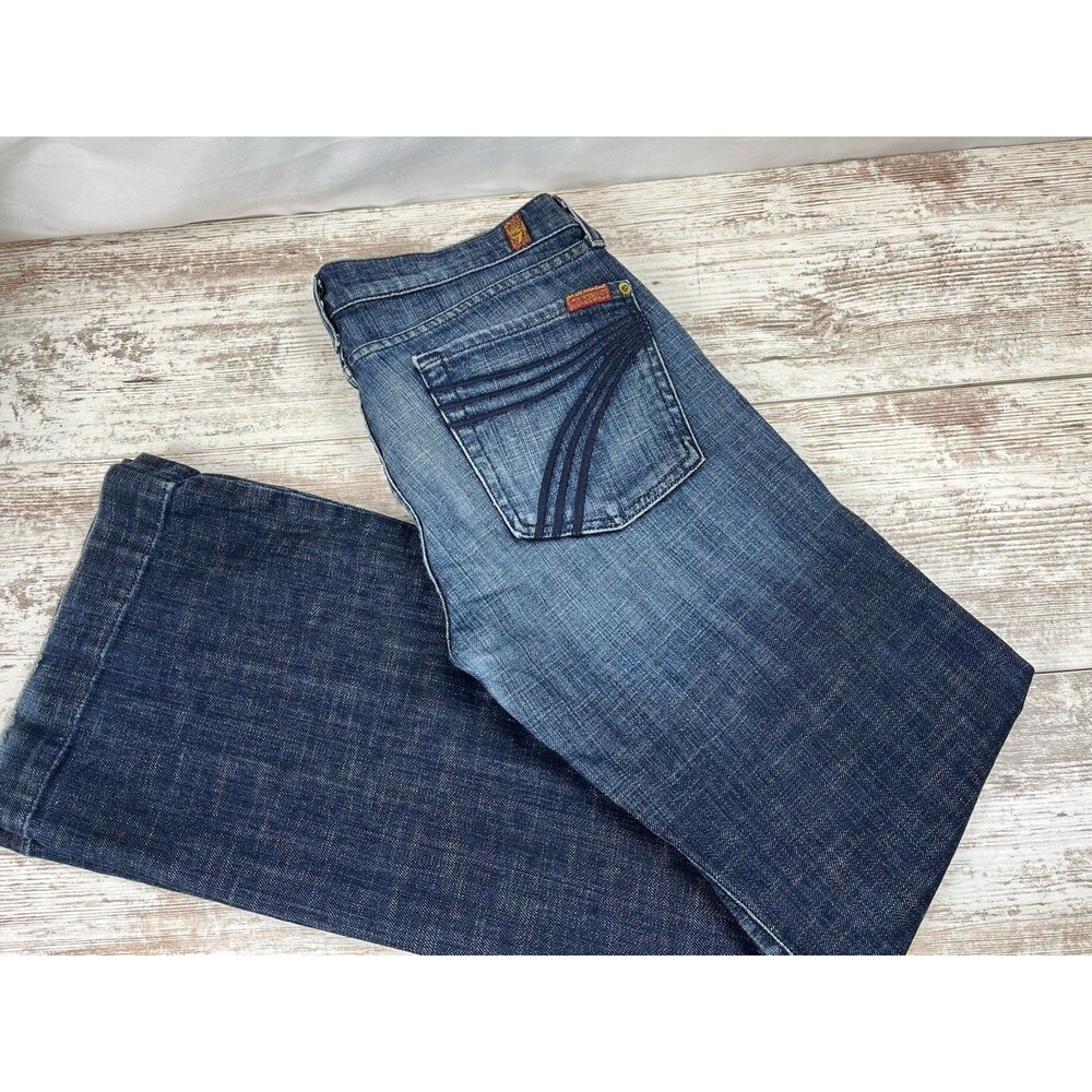 7 For All Mankind Women's Dojo Blue Dark Wash Denim Bootcut Jeans Sz 31 Y2K VTG
